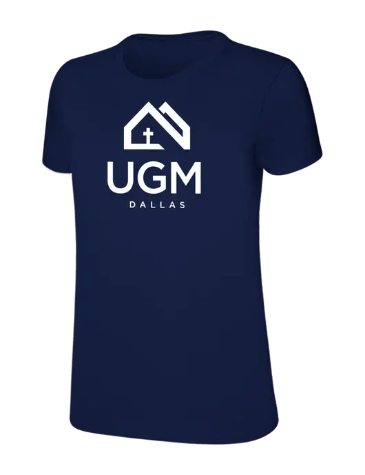 Womens Ring Spun Navy 4.5 oz T-Shirt w/UGM Logo